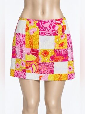 LILLY PULITZER Y2K Patchwork Floral Mini Skirt size 6